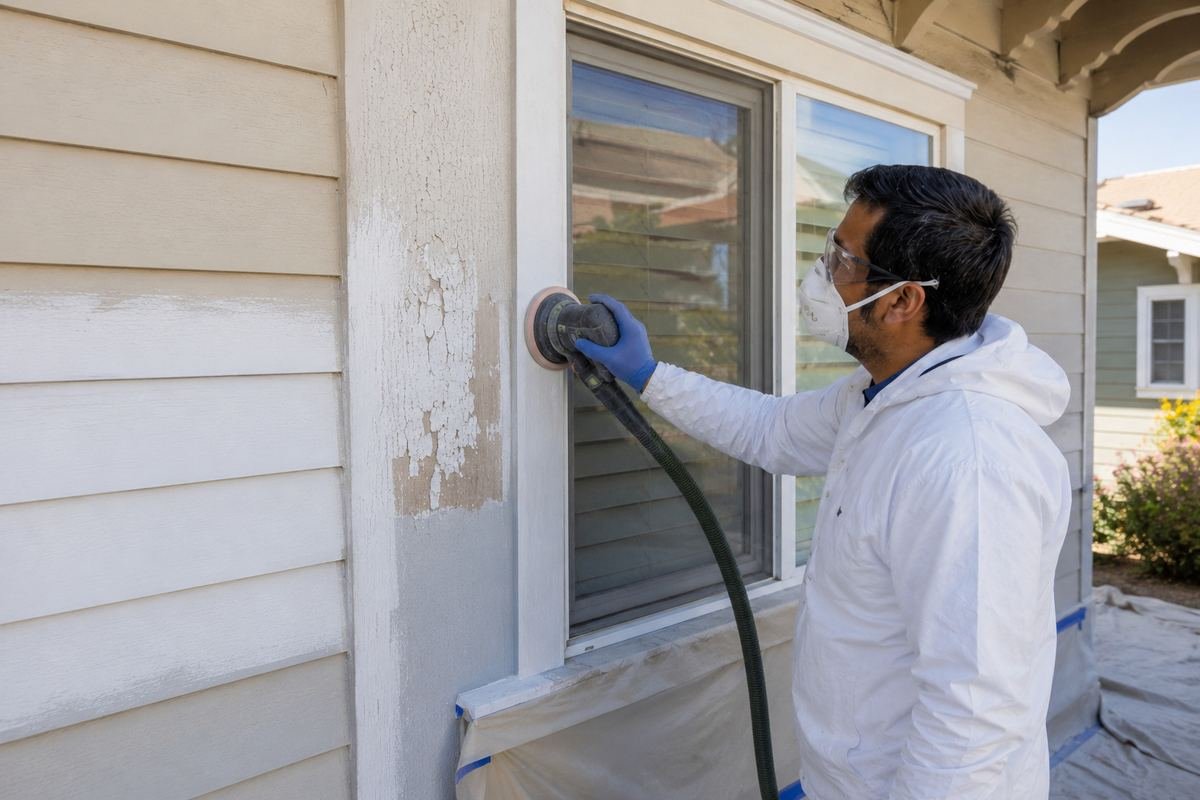 Mortar joint cut out and repointed before masonry coating in Pasadena, CA