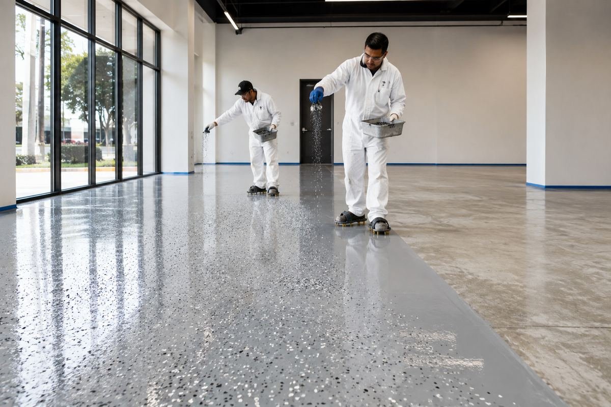 Garage slab being diamond ground before epoxy coating in Temple City, CA